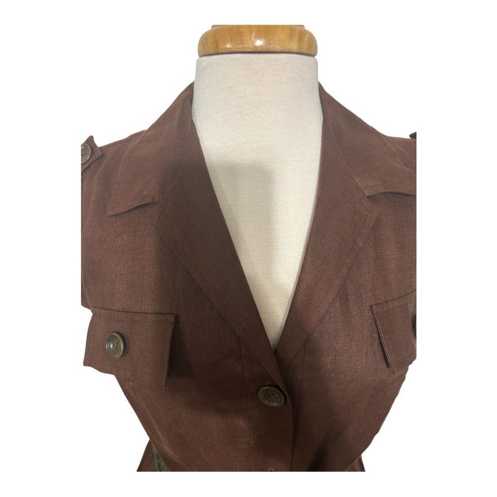 Maggie London, Safari utility dress. Brown Button-Down Dress - Picture 10 of 15